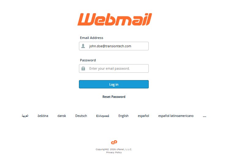 Webmail login screen showing the Email Address and Password fields